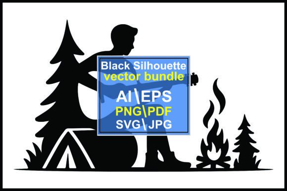 Campfire Storytelling: The Silhouette Person Playing Guitar Campfir
