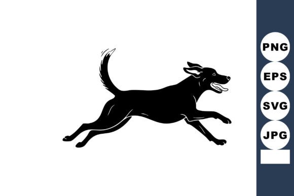 Capturing Movement: The Dynamic Black Silhouette of Running Dog with Tai