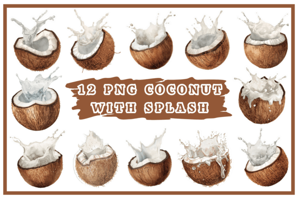 Coconuts Watercolor Clip Art Bundle #15: Tropical Design Energy