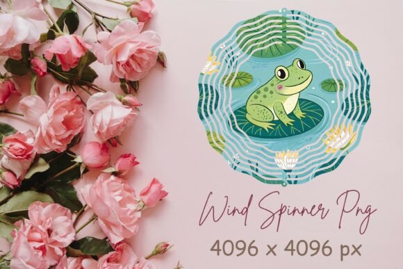 Cute Frog Wind Spinner Png Design – Perfect for Garden Decor & Craft Projects