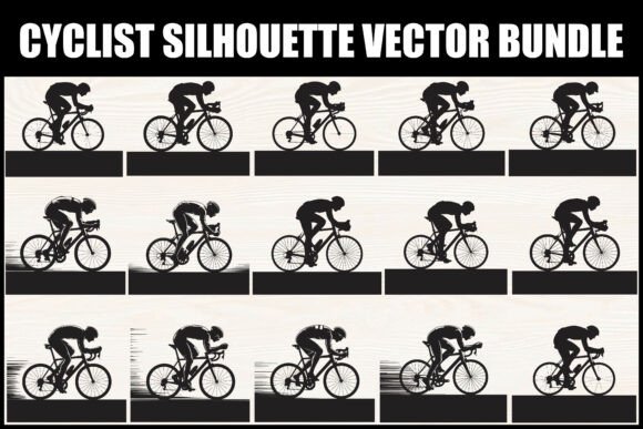 Cyclist Silhouette Vector Bundle: Dynamic Motion Graphics