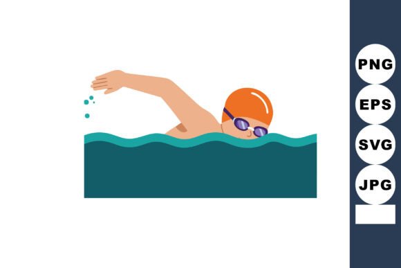 Dive Into Dynamic Design: Swimmer in Orange Swim Cap and Goggles S
