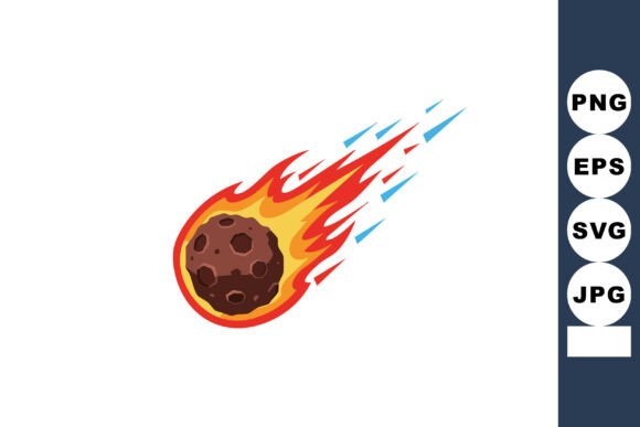 Dynamic Visual Energy: The Meteor with Fiery Orange Red Flames Fall
