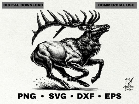Elk Engraving Silhouette SVG: A Designer's Asset