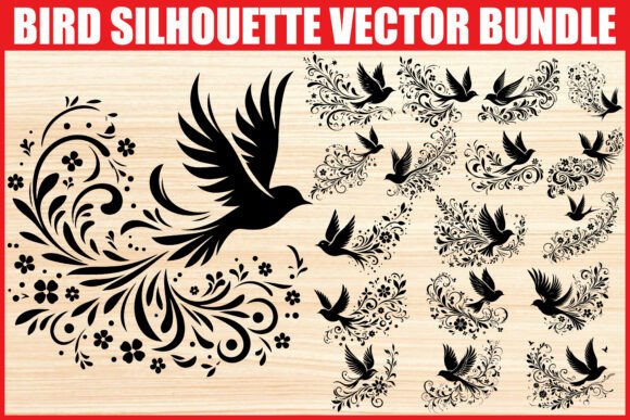 Floral Bird Silhouette SVG: Nature-Inspired Design Assets
