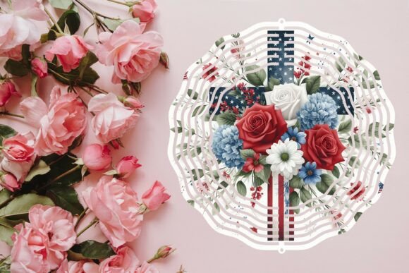 Floral Cross Wind Spinner Png: Movement in Design