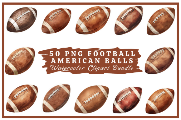 Football Ball Watercolor Clipart Bundle: Authentic Sports Art
