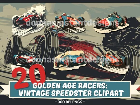 Golden Age Racers: Vintage Speedster Cliparts
