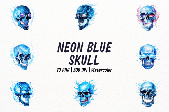 Hyper-Realistic Neon Blue Skull Clipart: Beyond the Glow