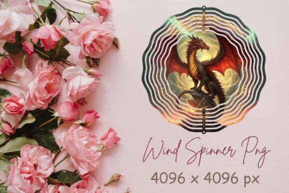 Majestic Dragon Wind Spinner PNG: Dynamic Decor for Crafters