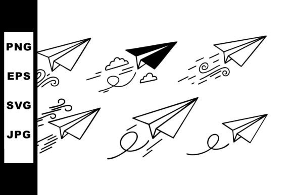 Paper Airplanes Flying in Wind: Dynamic Vector Art
