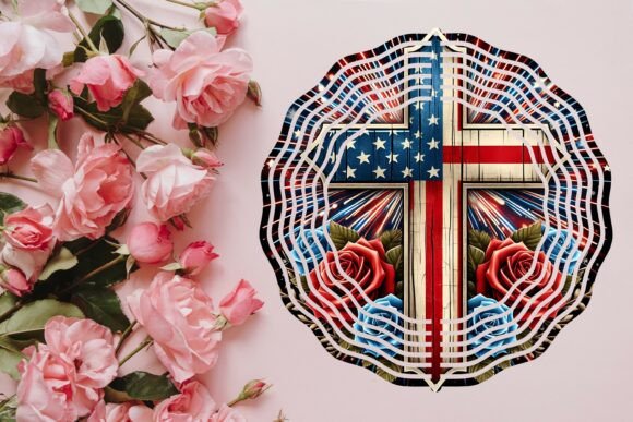 Patriotic Cross Wind Spinner PNG: A Dynamic Design Asset