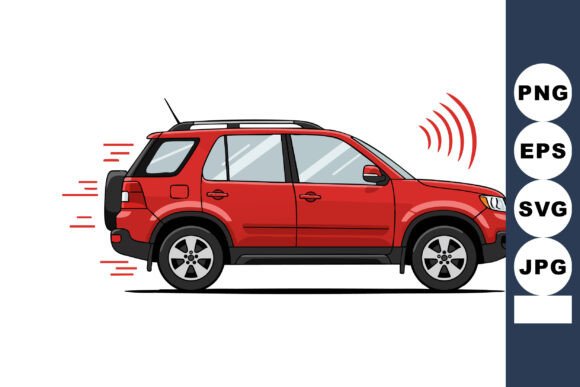 Red SUV Car Vehicle Illustration with Wi: A Modern Design Asset