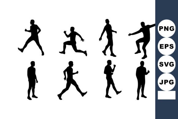 Silhouette Running and Walking Man Vector: Capturing Dynamic Motion