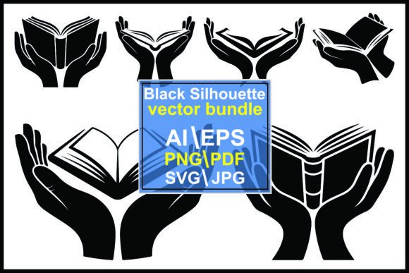 Silhouettes Hands Holding Open Books: A Designer's Asset