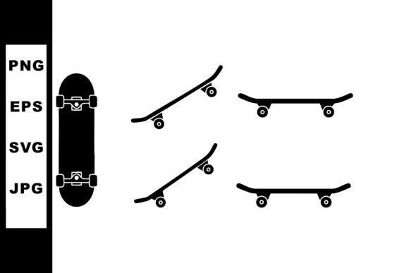 Skateboard Silhouette Set: Dynamic Motion in Minimalist Design