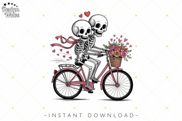 Skeleton Couple Bicycle Love PNG: A Spooky-Sweet Design Asset