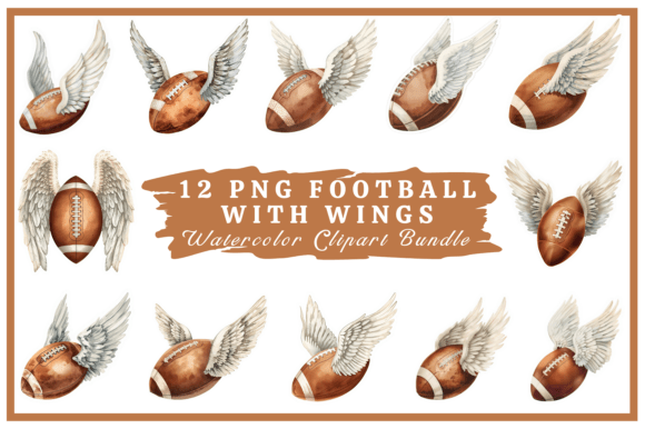 Soaring Graphics: The Football with Wings Watercolor Bundle