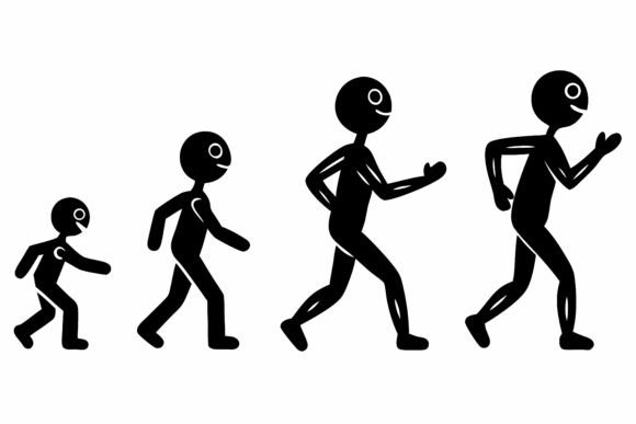 Stick Figure Growth Running Set: Life in Motion