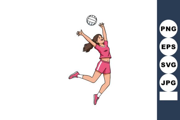 The Energetic Spirit of the Female Volleyball Player Jumping to Spik