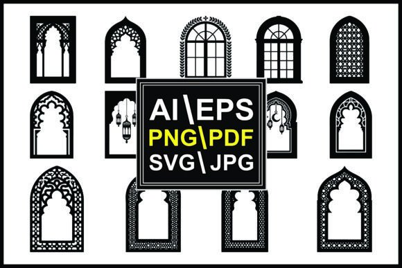 Unlock Cultural Elegance with the Silhouette Arched Window Patterns Bundle